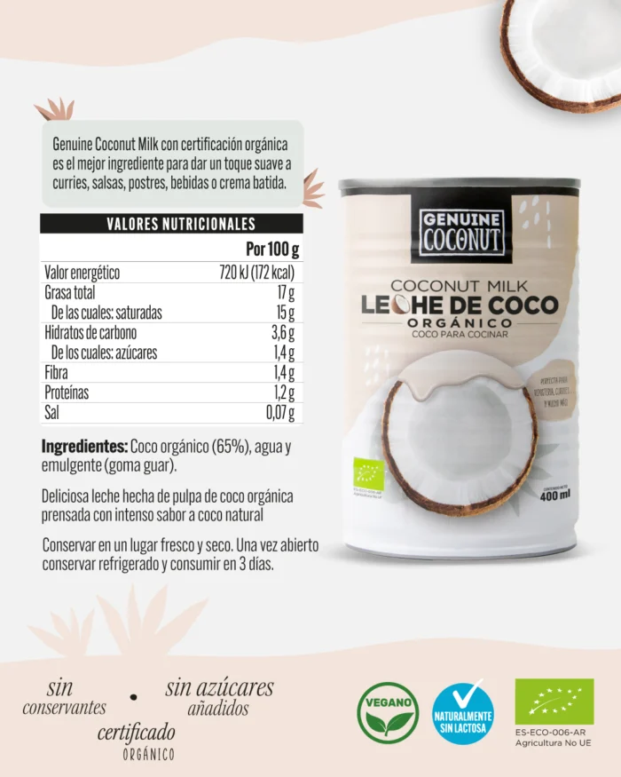 Coconut Milk <br> - Original 400ml - - Imagen 4