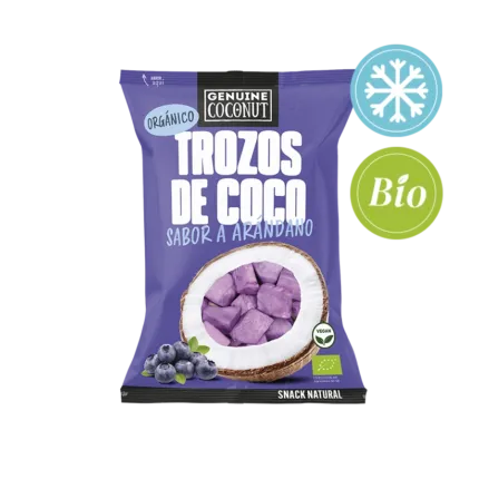 Trozos de Coco <br> sabor Arándanos 50g  - Caja 12 uds