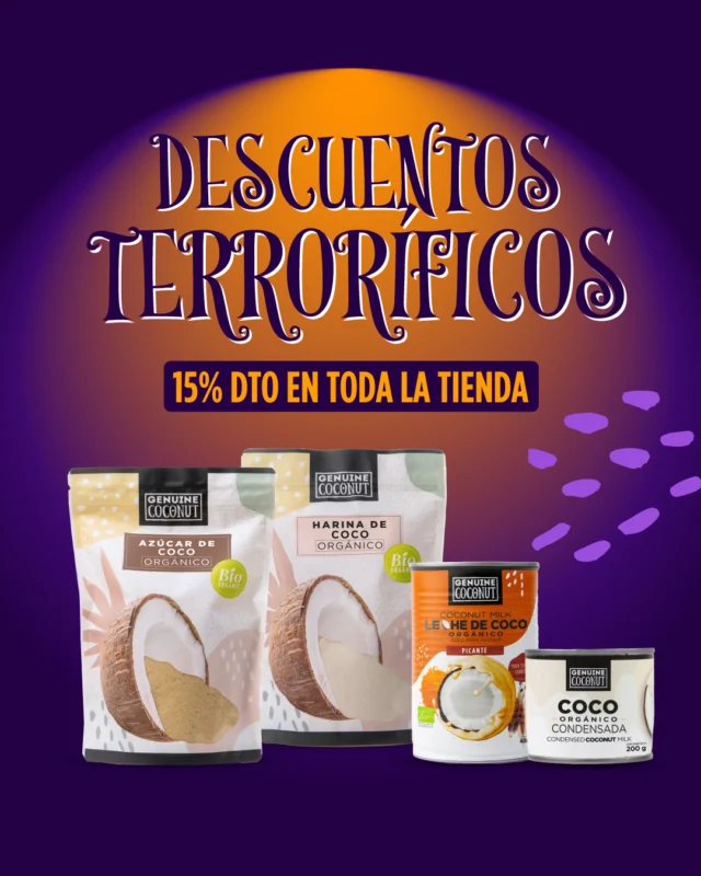 ¡YA ESTÁN AQUÍ! ¡Toooooda la tienda durante tooooda la semana al -15% de dto! 💥🎃 ¡Sin trucos! Haz un trato este #Halloween con productos de calidad y riquísimos. ¡Aprovecha! 

🛒 ¡Disponibles en nuestra tienda online! Link en nuestra bio ✨

#halloweenideas #halloweenparty #halloweenrecipes #halloweenrecetas #halloweenspirit #halloweencookies #halloweenfood #genuinecoconut #mango #mangochips #halloweenrecetas #halloweeninspo