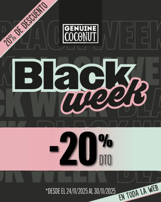 Llega la 🔥 BLACK WEEK 🔥 ¡Toda nuestra tienda con descuento! ¡Aprovecha y ahorra un 20% en todos nuestros productos! Solo hasta el 30 de noviembre 😎

🛒 Link en la bio ✨

#BlackFriday #GenuineCoconut #ConCocoTodoSabeMejor⁠
#WithCoconutEverythingTastesBetter ⁠#BlackFriday2025