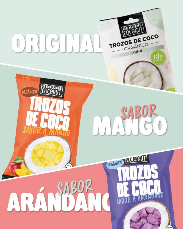 ¡Nuevos sabores desbloqueados! ¡Más coco, más sabores!

Nuestro coco en trozos, ahora en 3 sabores:

🥥 Original — el de siempre.
🥭 Mango — coco + mango natural y orgánico.
🫐 Arándano — coco + arándano natural y orgánico.

¿Con cuál te quedas? 👀

#CocoManía #CocoLovers #Mango #Blueberry